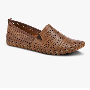 Spring Step Fredia Perforated Leather Loafers Size US 6.5 / 7 EU 37 Brown Turkey